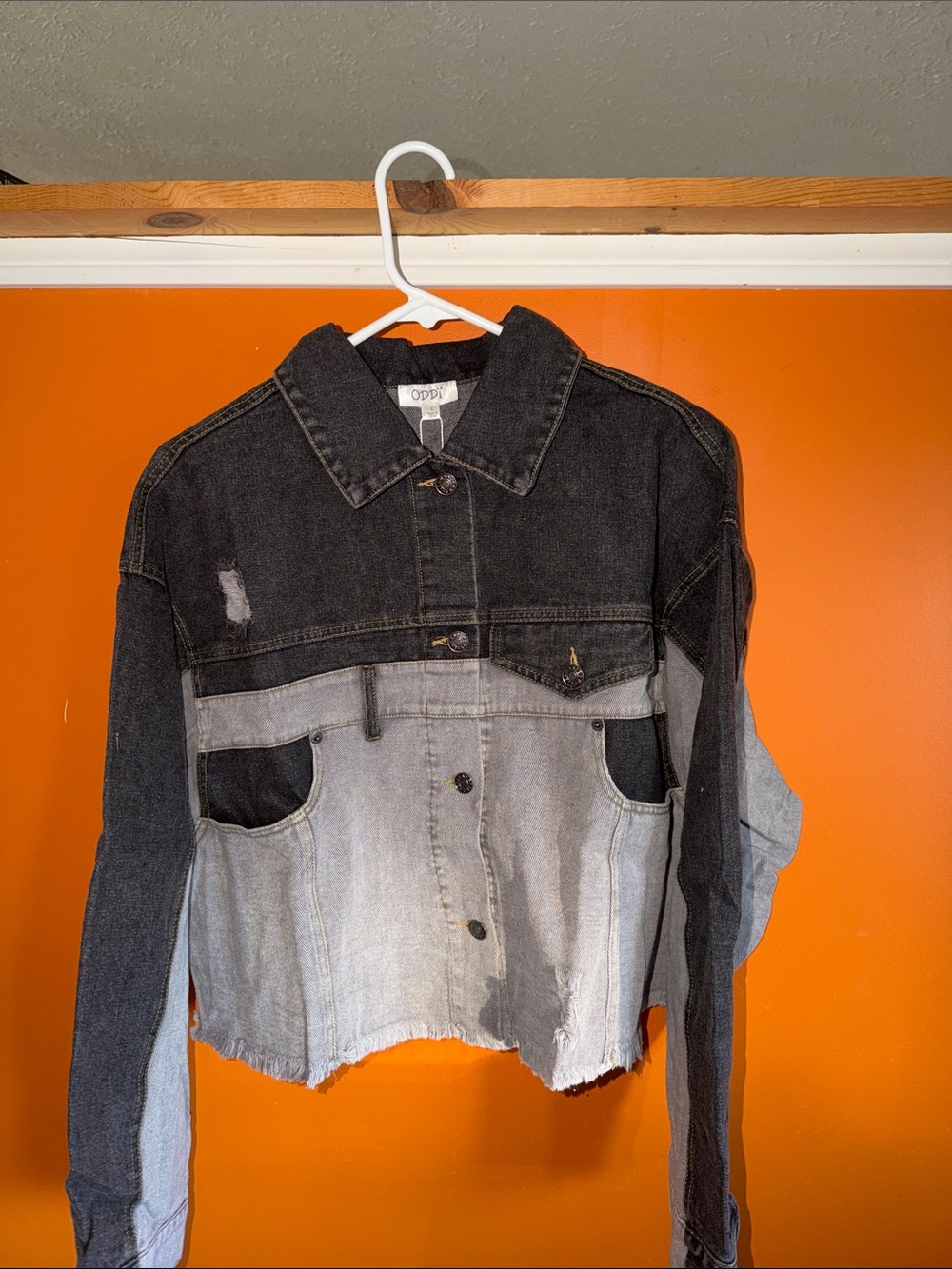 ODDY Two-Tone Washed Black Women’s Denim Jacket